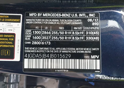 2018 Mercedes-Benz Gle 350 from USA, damaged, VIN 4JGDA5JB4JB015629